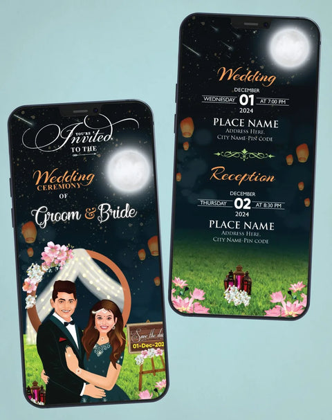 Caricature_Wedding_Invitation_Night_Sky