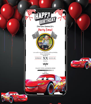 Cars Theme Birthday Invitation Card