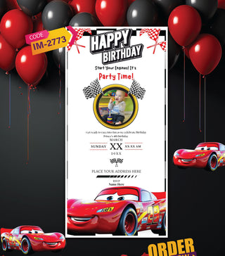 Cars Theme Birthday Invitation Card
