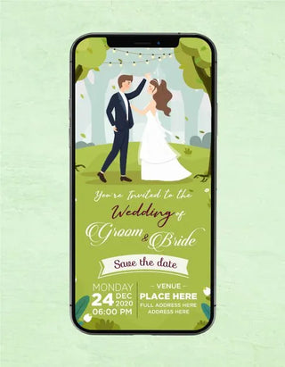 Cartoon Couple Wedding Invitation Card