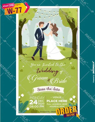 Cartoon Couple Wedding Invitation Card