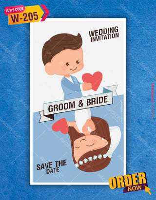 Cartoon Couple Wedding Save the Date Cards