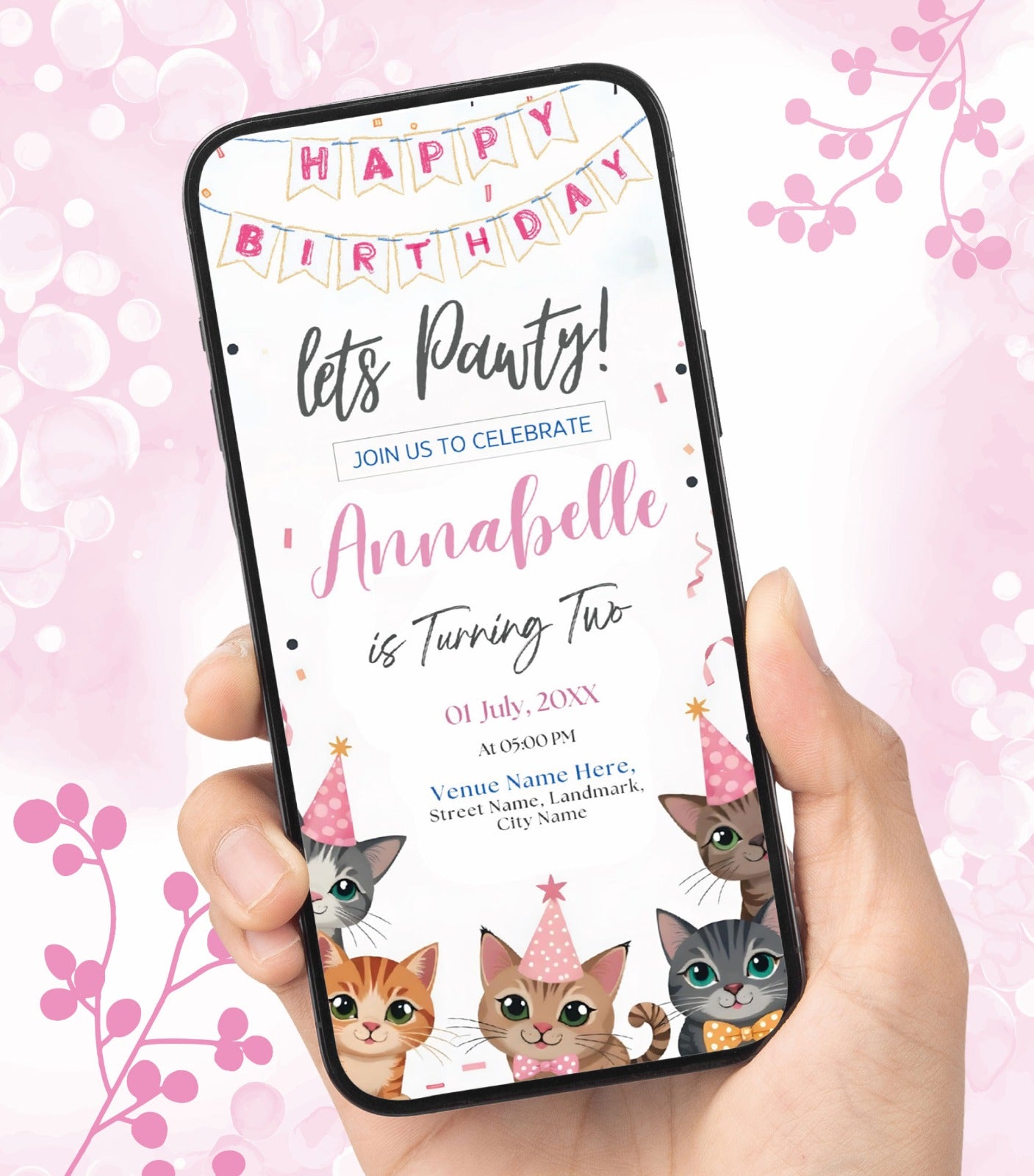 Cat Birthday Invitation Cards Cat Birthday Invitation, Cat Theme