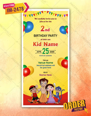 Chhota Bheem Birthday Party Invitation 