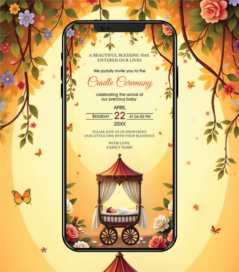 Cradle Ceremony Digital Invitation Card for Baby