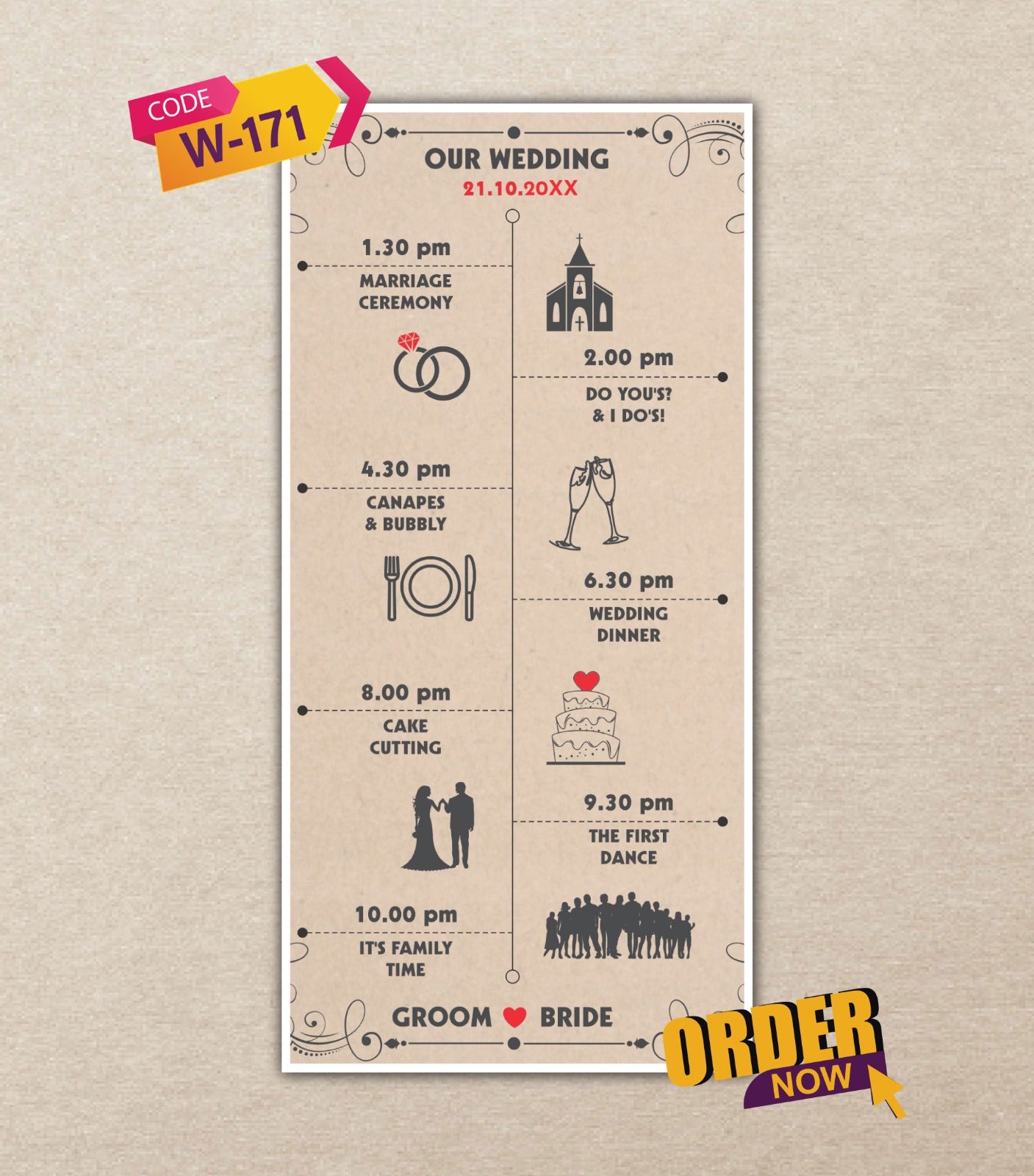 Wedding schedule invitation
