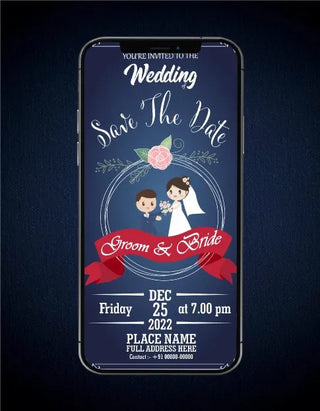 Cute Cartoon Style Wedding Invitation Card 