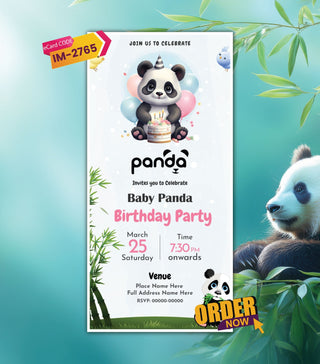 Cute Panda Birthday Invitation Card