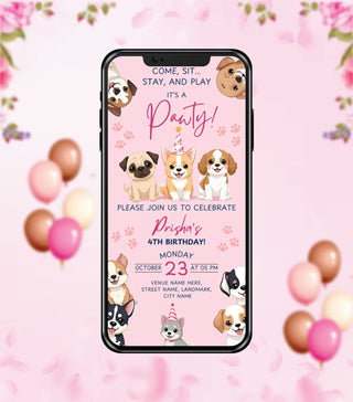 Cute Puppy Birthday Invitation Card