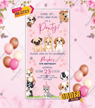 Cute Puppy Birthday Invitation Card