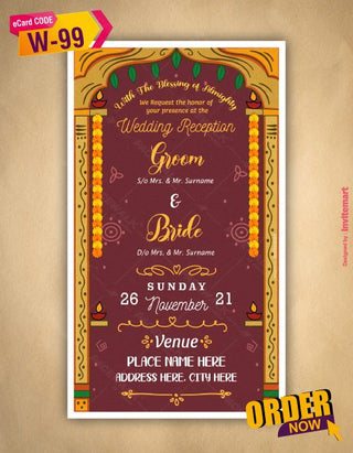 Cute South India Wedding Card