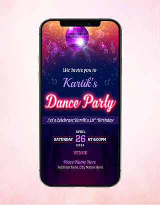 Dance Party Invitation Card 