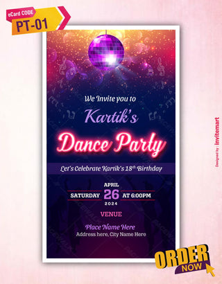 Dance Party Invitation Card 