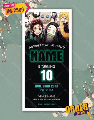 Demon Slayer Birthday Invitation