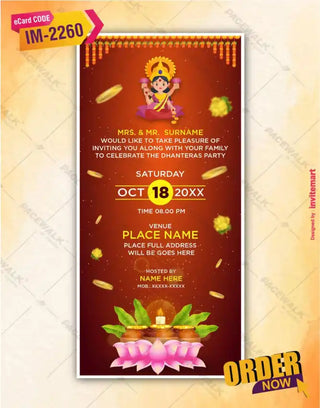 Dhanteras Invitation Card