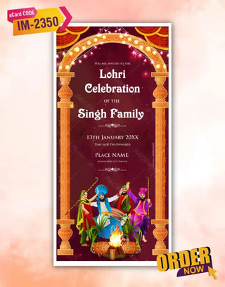 Digital Lohri Celebration Party Invitation Card