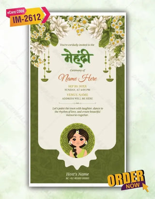 Digital Mehndi Ceremony Invitation Card 