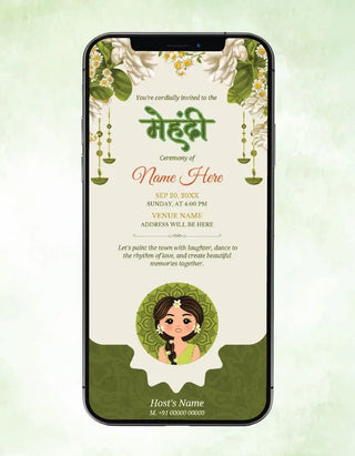 Digital Mehndi Ceremony Invitation Card 