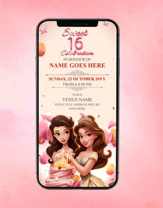 Disney Princess Birthday Invitation Card