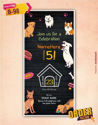 Dog Puppy Birthday Party Invitation Card