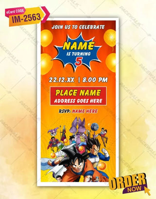 Dragonball Z Birthday Invitation Card 