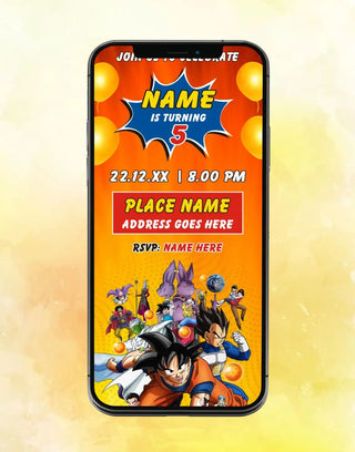 Dragonball Z Birthday Invitation Card 