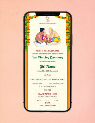 Ear Piercing Ceremony Invitation 