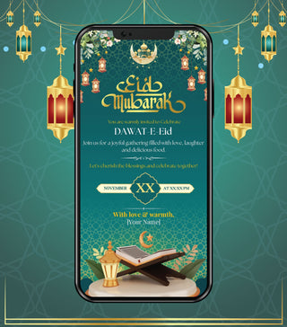 Elegant Eid Mubarak Dawat Invitation eCard
