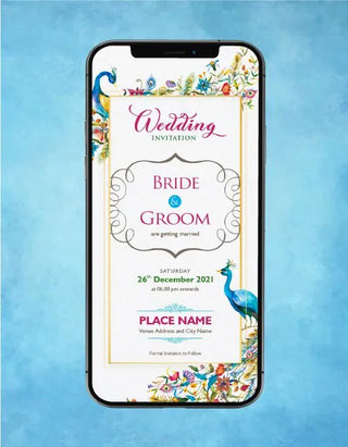 Elegant Indian Peacock Wedding invitation