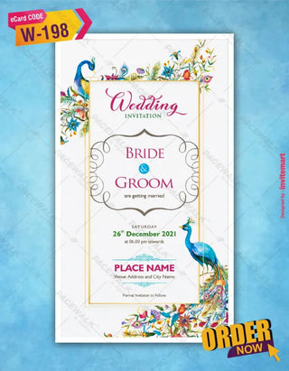 Elegant Indian Peacock Wedding invitation