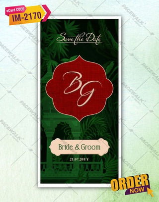 Elegant Red & Green Wedding Invitation PDF