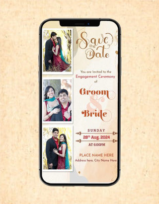 Engagement Invitation Card With Couple Photo 