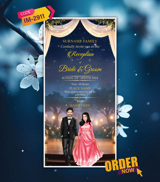 Evening Wedding Reception Invitation Card
