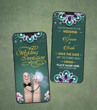 Finger Couple Wedding Invitation Card
