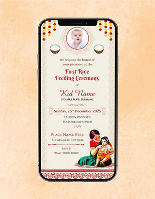 First Rice Feeding Ceremony Invitation