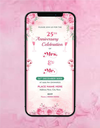 Floral 25th Anniversary Invitation Card