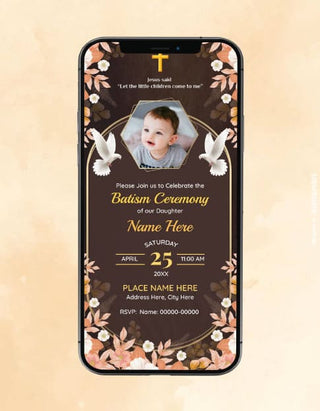 Floral Baptism Ceremony Invitation