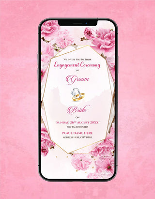 Floral Engagement Invitation Card 