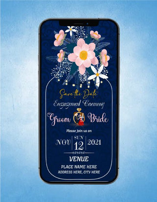 Floral Engagement Invitation Card 