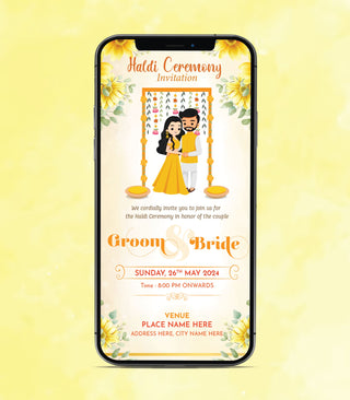 Floral Haldi Ceremony Invitation Card