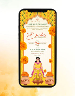 Floral Haldi Ceremony Invitation Template