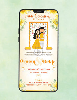 Floral Haldi Ceremony Invitation Video