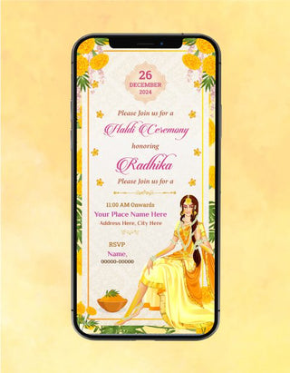 Floral Haldi Ceremony Invite 