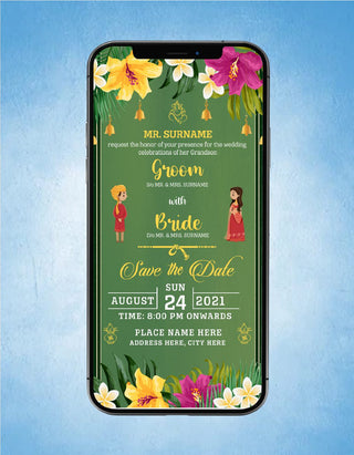 Floral Indian Wedding Invitation Card