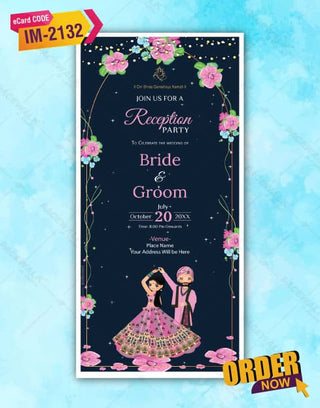 Floral Reception Invitation Card