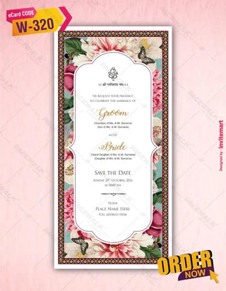 Floral Theme Wedding Invitation Card 