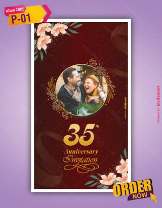 Floral 35th Wedding anniversary Invitation 