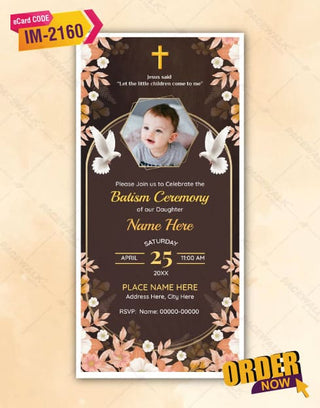 Floral Baptism Ceremony Invitation