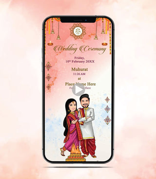 Floral Caricature Wedding Invitation Video