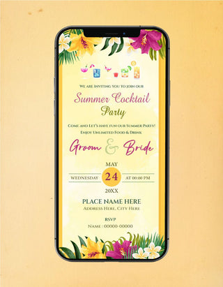 Floral Cocktail Party Wedding Invitation 